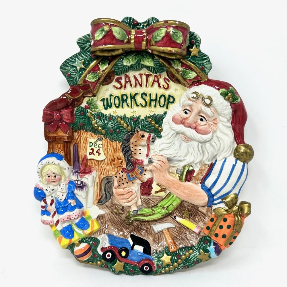 Vintage Fitz and Floyd Classics Candy Cookie Trinket Dish Santa's Workshop Cute!